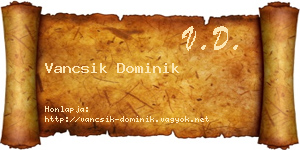 Vancsik Dominik névjegykártya